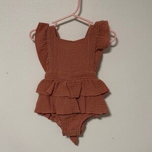 Ruffled Brown Baby Romper